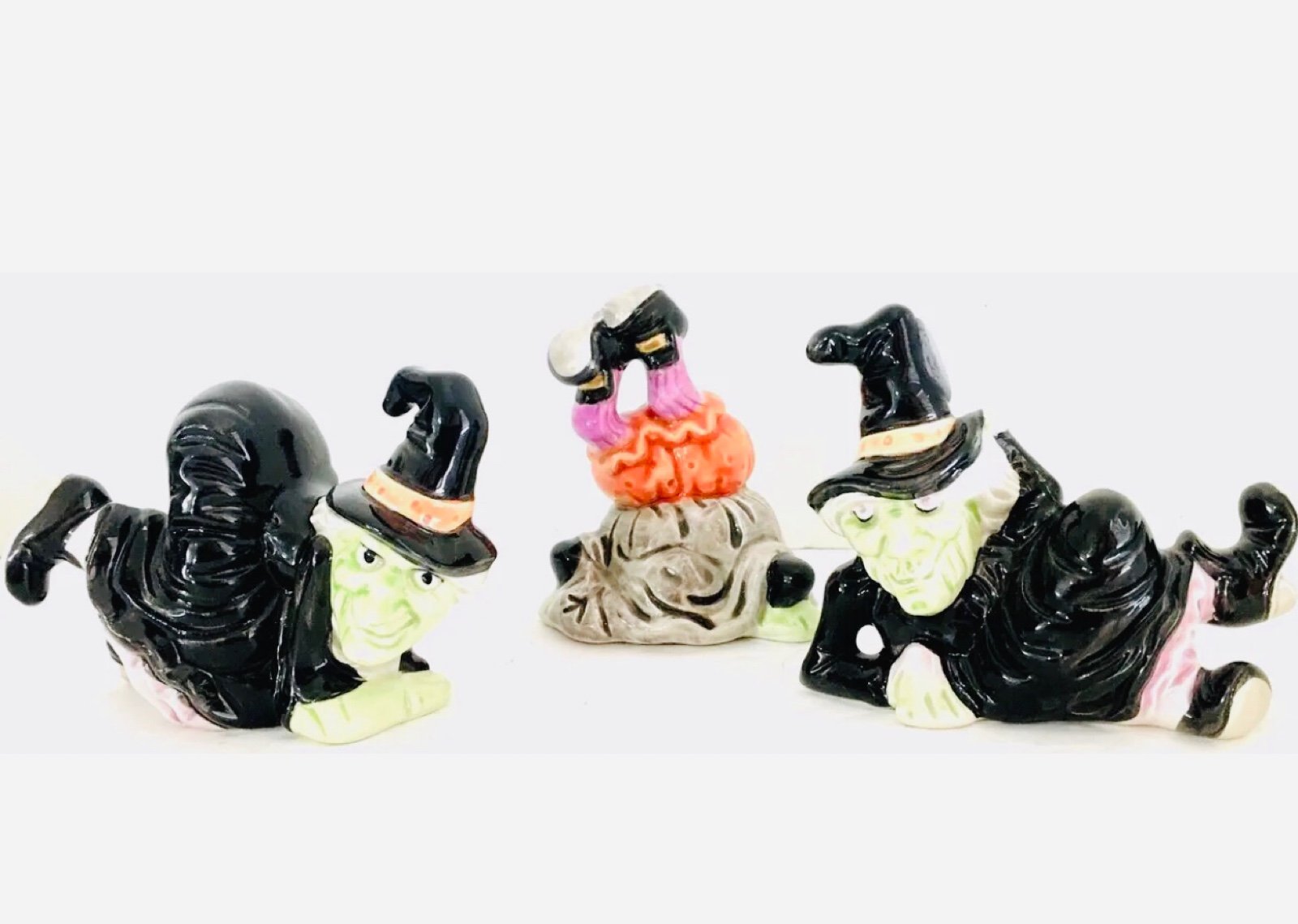 Vintage Fitz & Floyd Tumbling Witches Figurines. Set of three