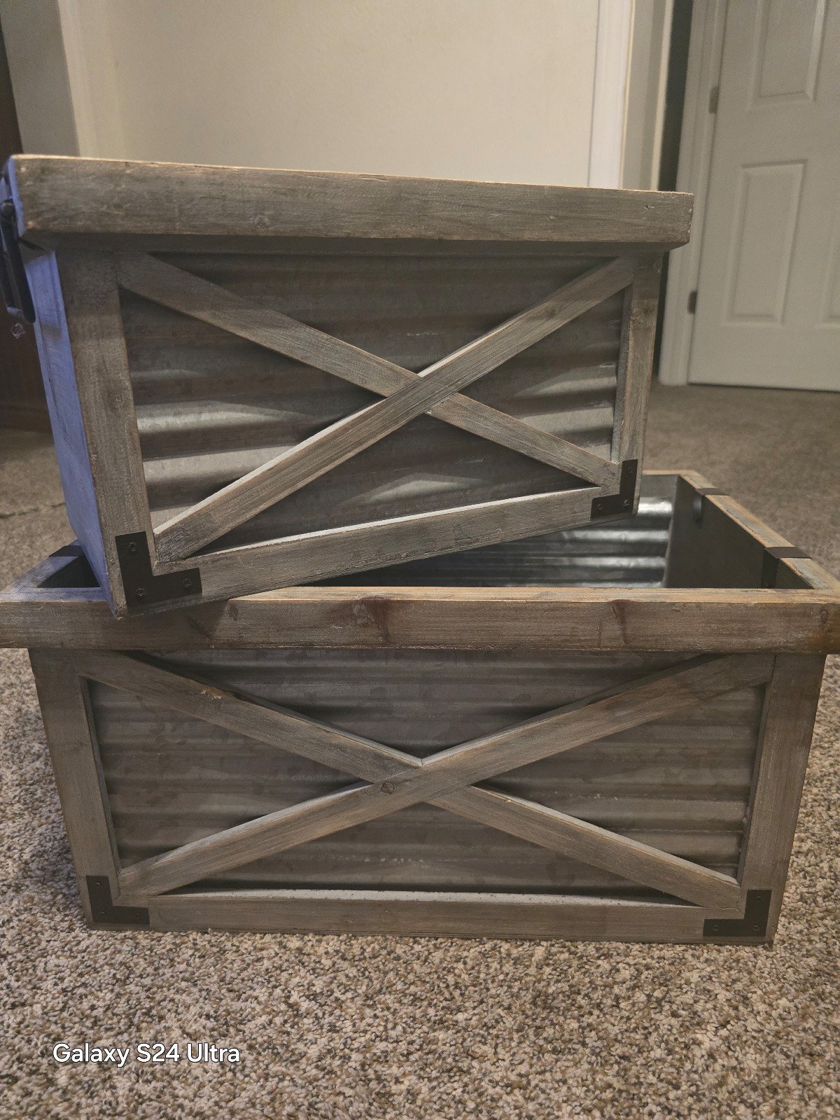 Wooden Galvinized Metal Crates