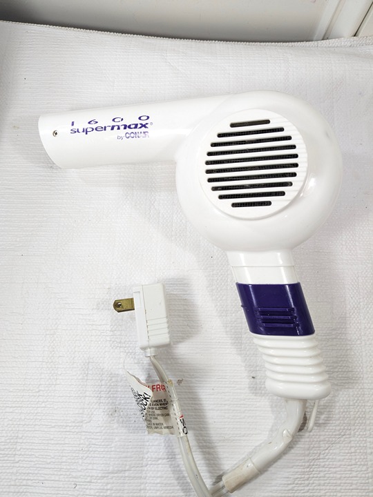 Vintage Supermax Conair 1600 watt Hair Blow Dryer 35WTA purple white Full Size