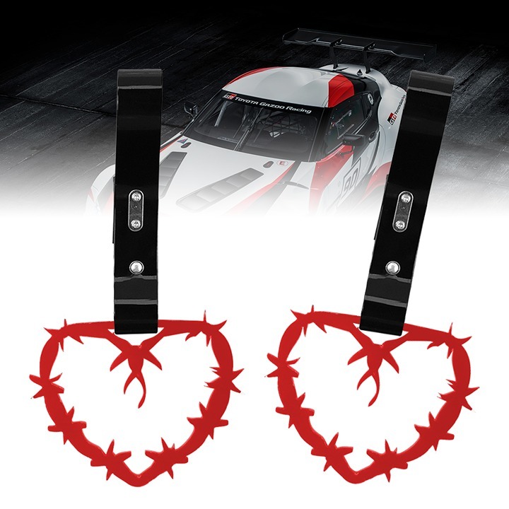 NEW 2PCS BARBED WIRE RED JDM TSURIKAWA RING Black Handle Strap Drift Charm