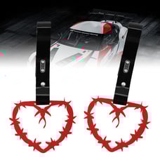NEW 2PCS BARBED WIRE RED JDM TSURIKAWA RING Black Handle Strap Drift Charm