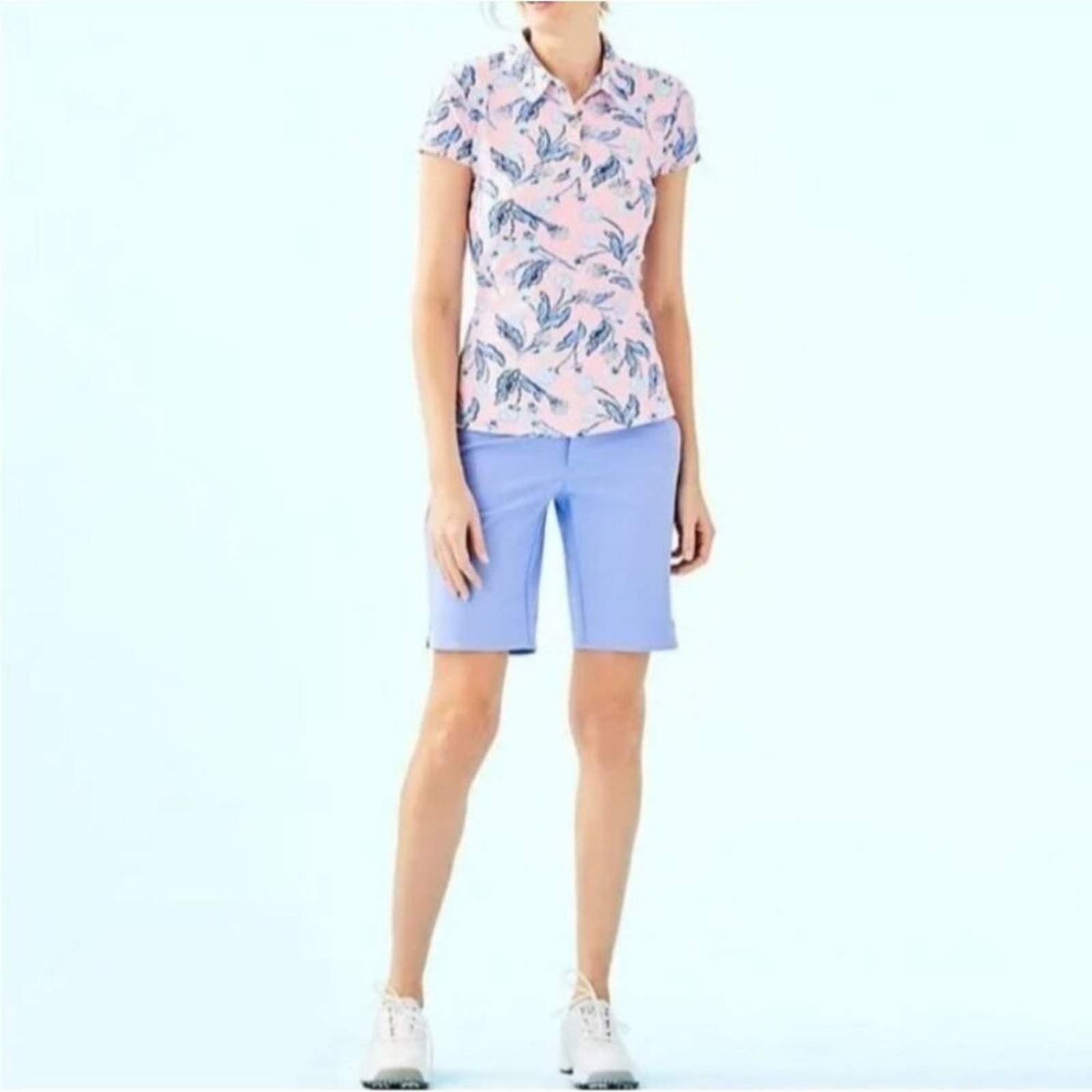 Lilly Pulitzer Luxletic Meryl Nylon Pique Top Women's Size Large Pink Tropic Par