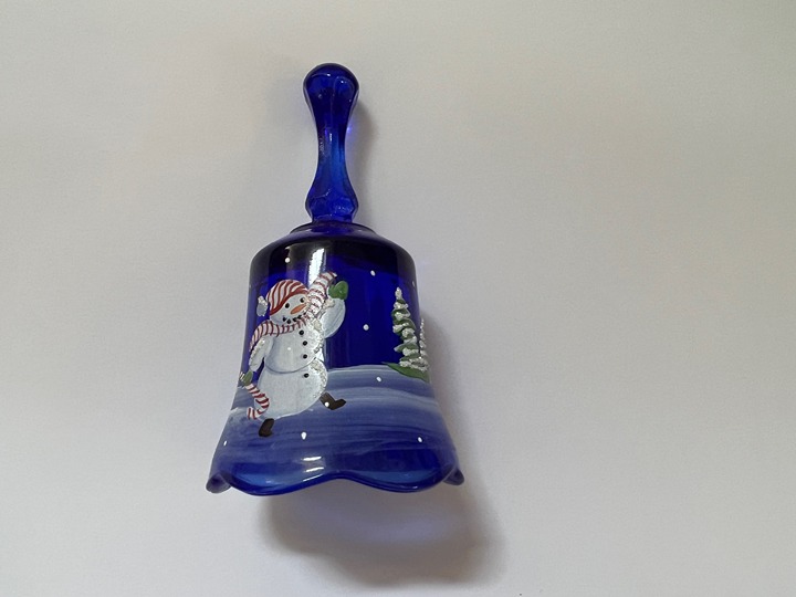 Hand-Painted Blue Christmas Bell
