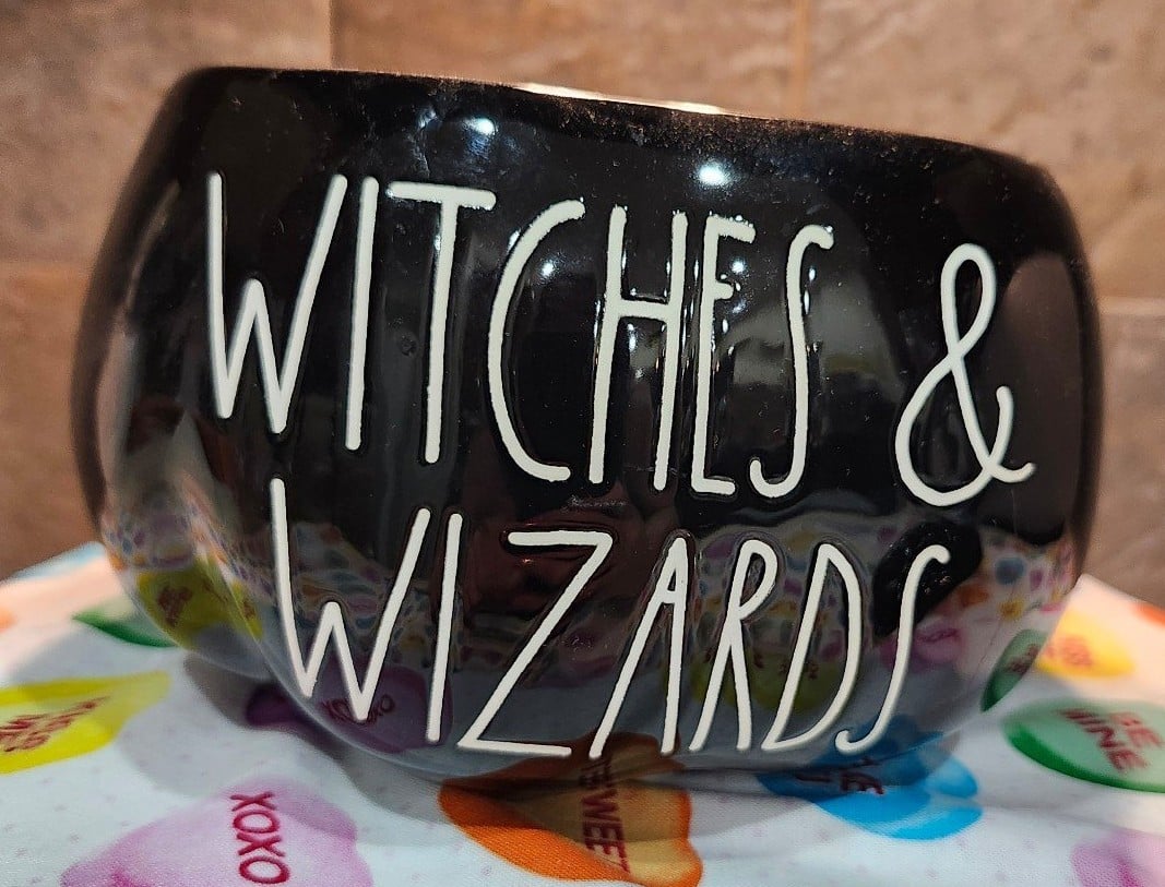 Rae Dunn Black Ceramic Pumpkin Peppercorn Scented Candle, Witches & Wizards !