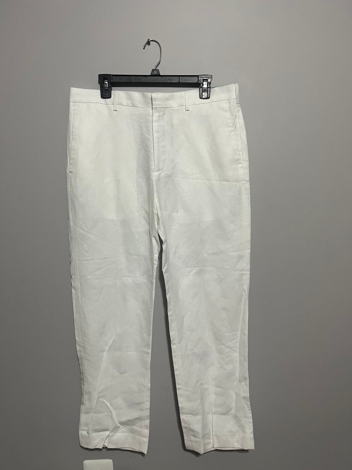 Cubavera Men's Easy Care Linen-Blend Flat-Front 34X30 beach casual White