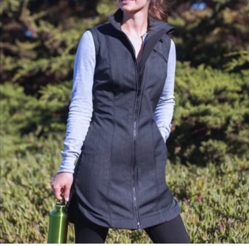 Betabrand Womens Weatherproof Long Vest Dress, Grey, Medium