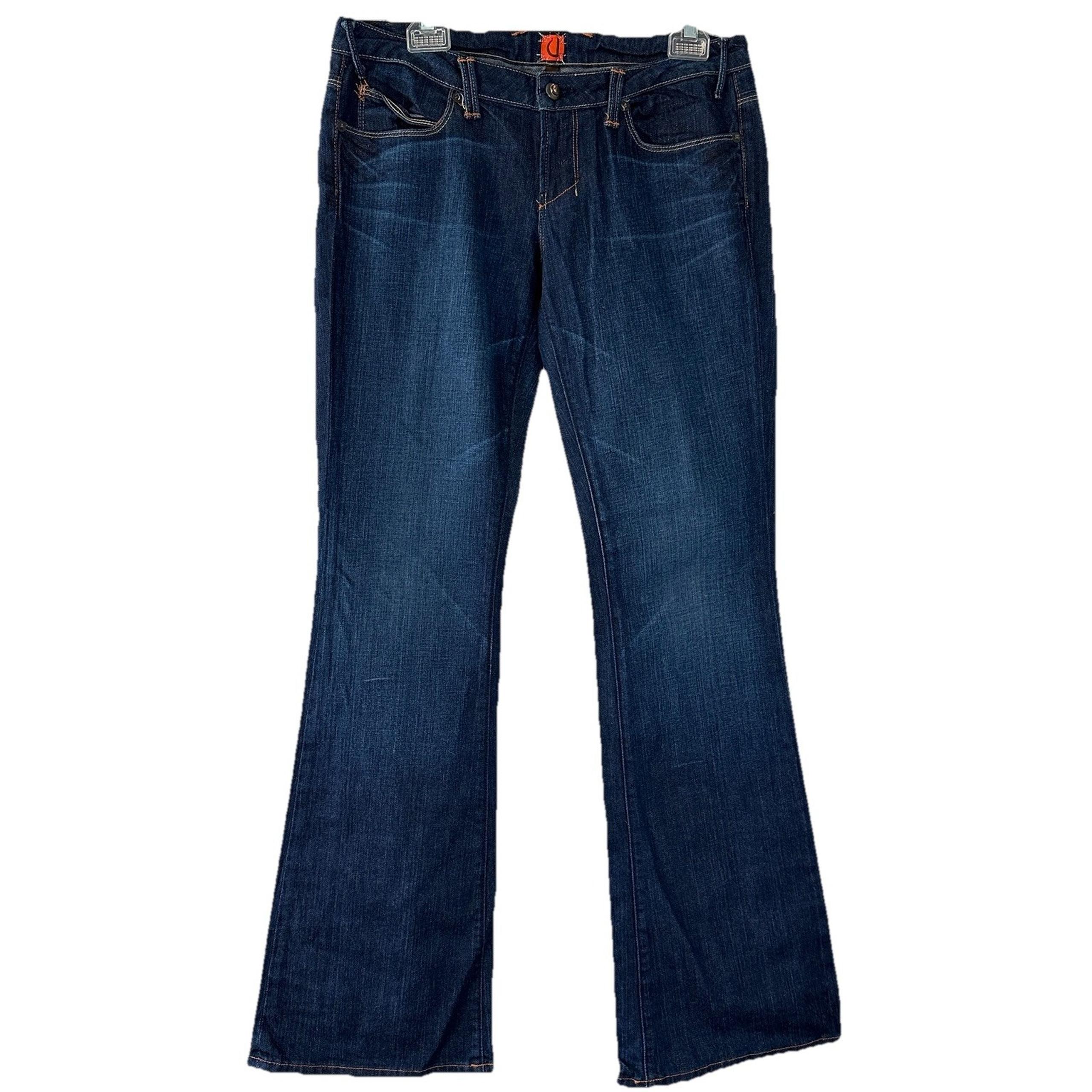 VTG U by Yanuk Flared Bootcut Blue Jeans Embellished Firefly 29 Dark Wash 90s