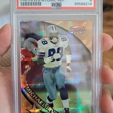 1997 Stadium Club Michael Irvin Bowman's Best Previews Atomic Refractor PSA 8
