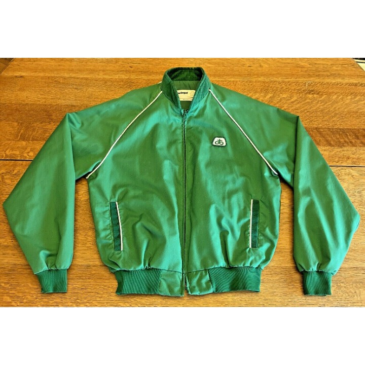 Vintage Swingster Mens Green Zip Jacket Pioneer Seed Sz Large Corduroy