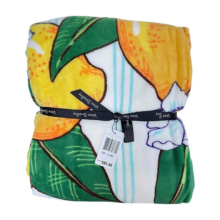 Vera Bradley Lemon Grove Oversized Plush Throw Blanket 94” x 66”