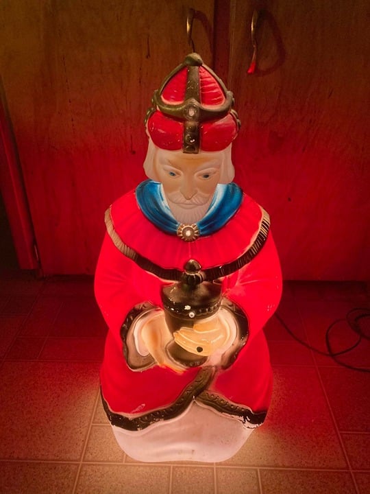 christmas nativity scene lighted king bringing frankincense 30 inch blow molded