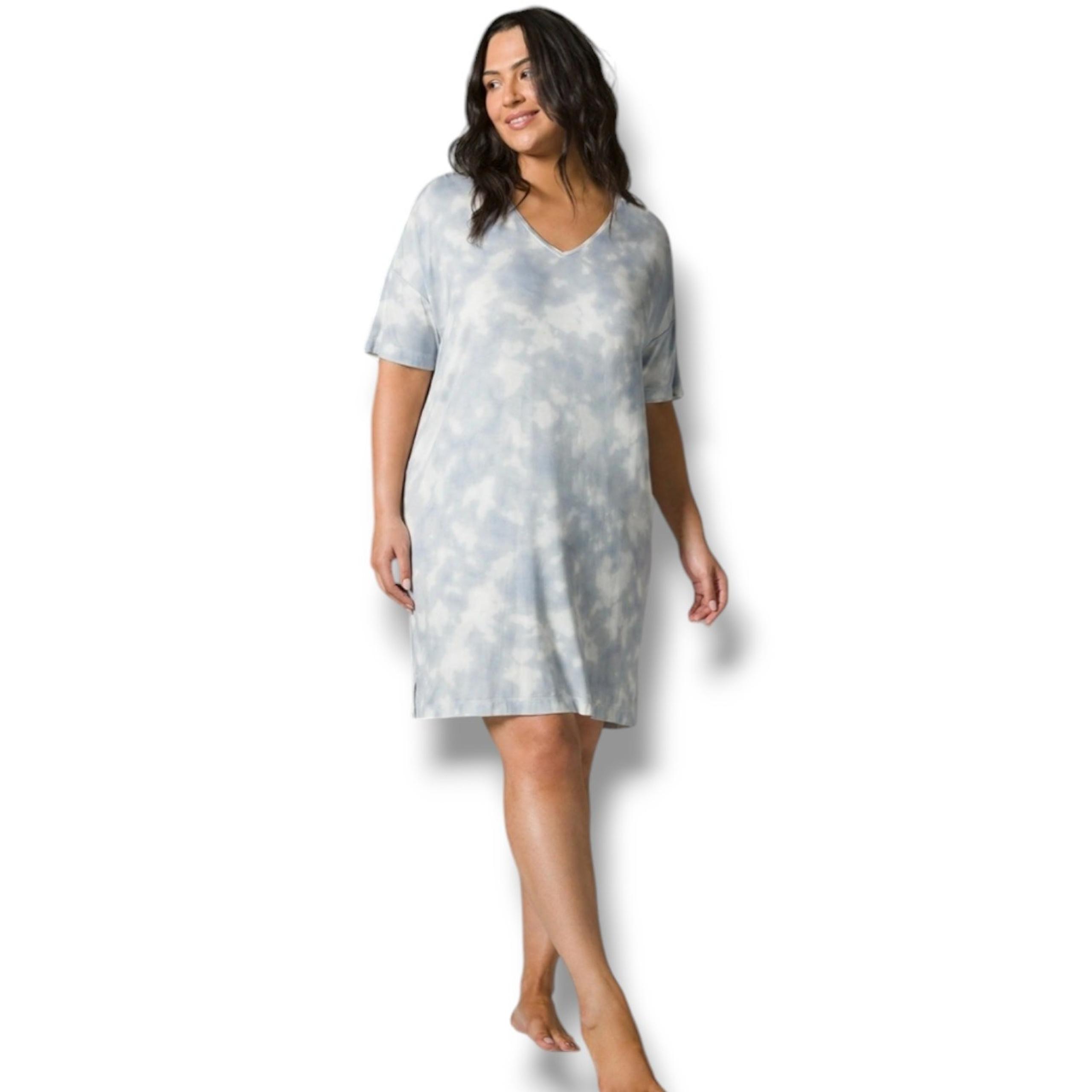 Soma Women's V Neck Cool Nights Modern Sleep Shirt Blue Tie Dye Size XS