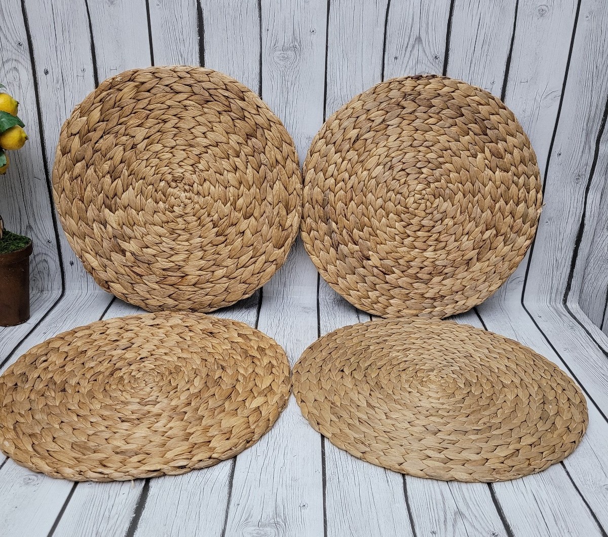 Placemats Natural Water Hyacinth Heat Resistant Weave Placemats,Set of 4