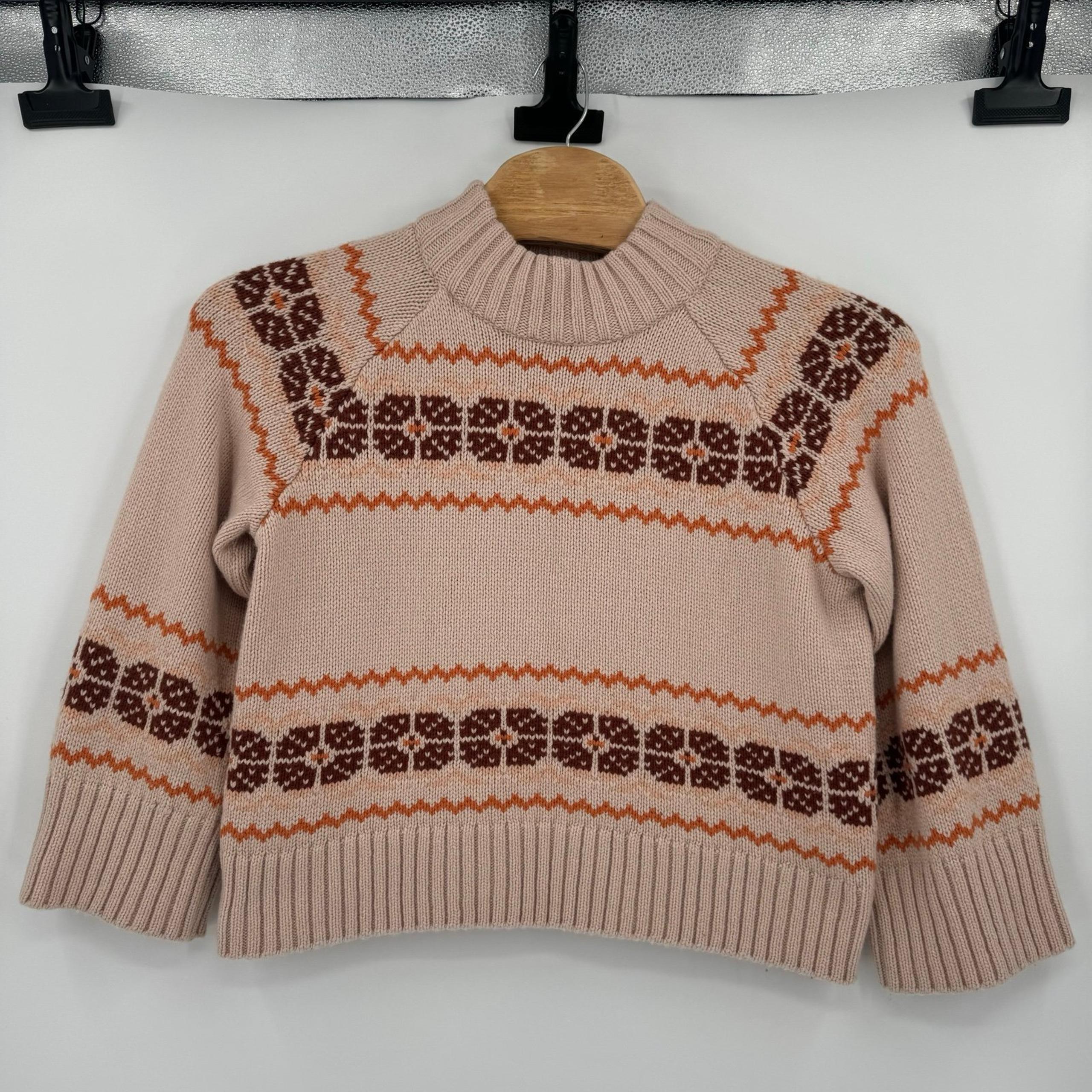 Madewell Women's Large Overbrook Fair Isle Mock Neck Sweater Wool Alpaca Blend