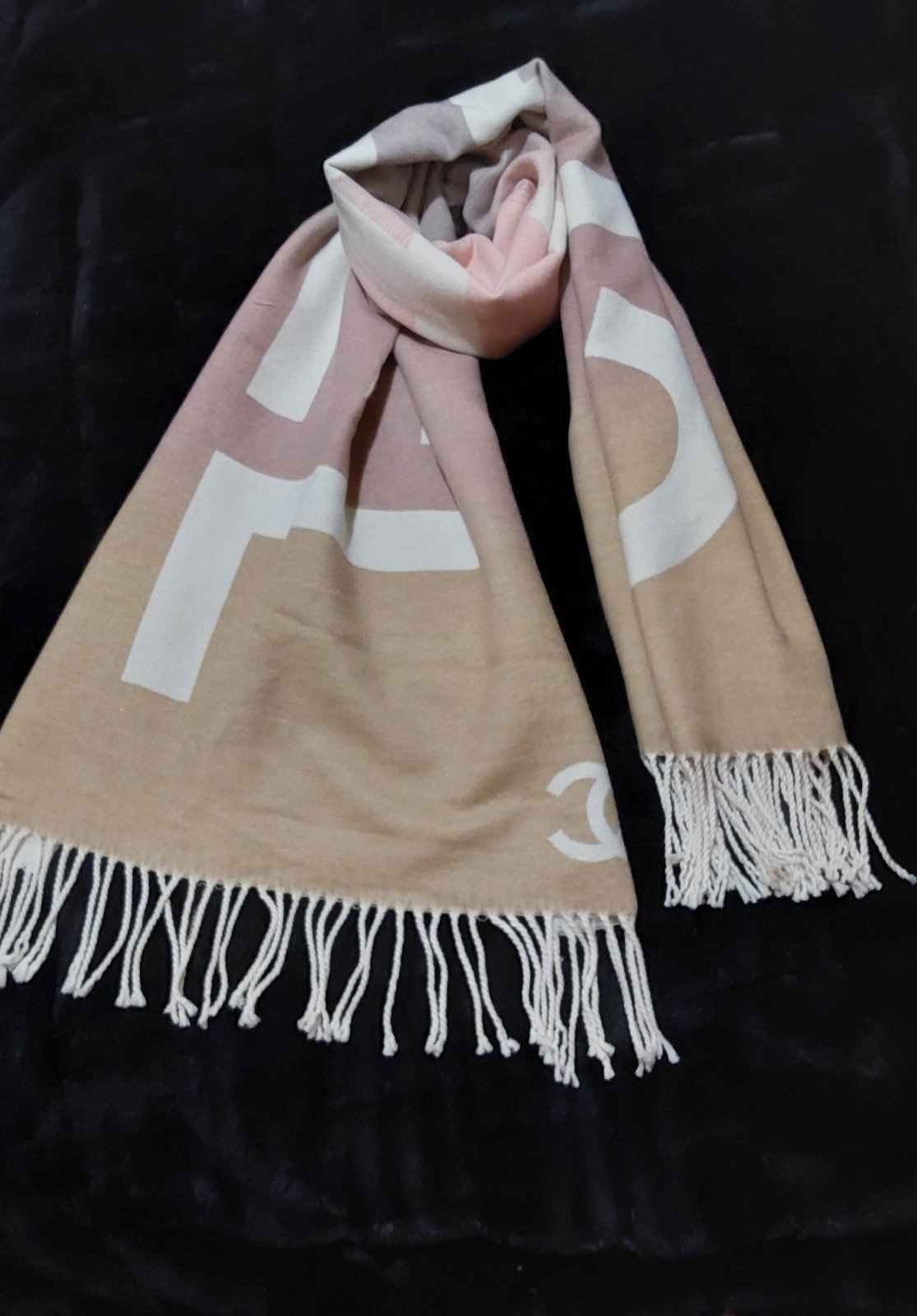 Pink/Tan Winter Scarf