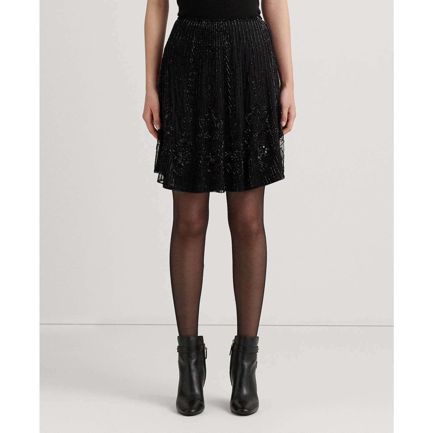 Lauren Ralph Lauren Women's Beaded Mesh a-Line Skirt - Black SIZE 4 NWT