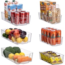6 Pack Stackable Refrigerator Organizer Bins Clear Storage Bins for Organizing
