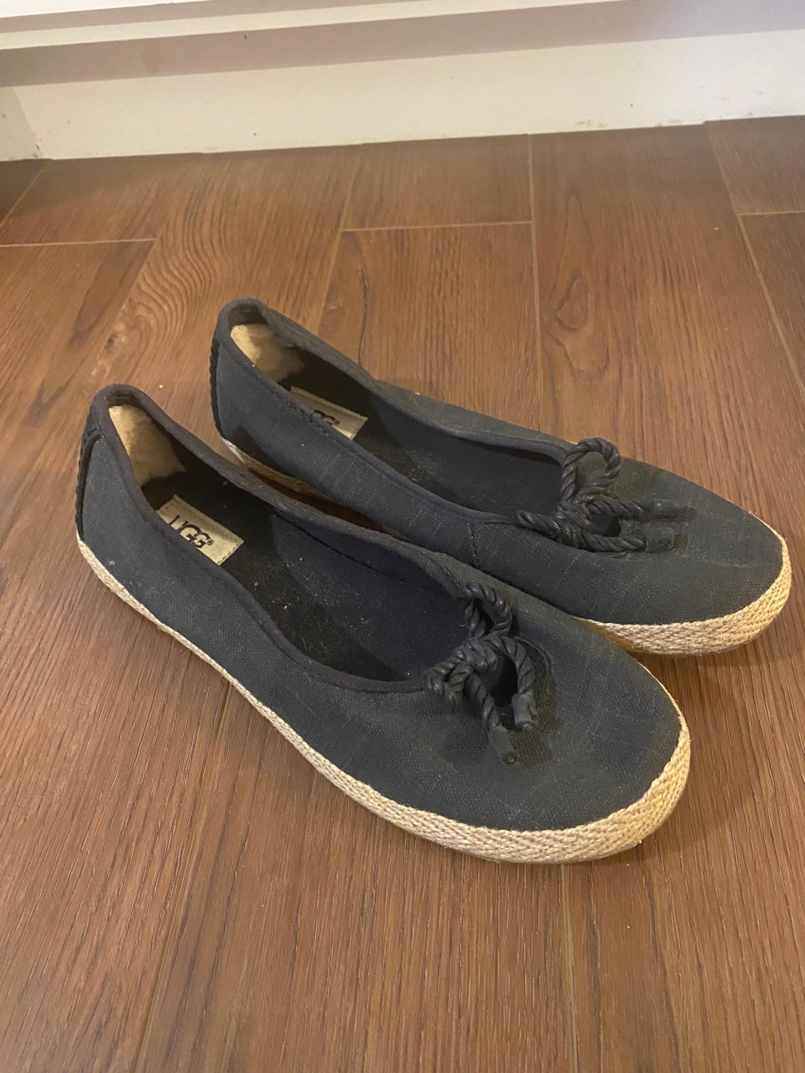 UGG Australia Espadrille Slip On Flats Womens Shoes - Black - Size 9