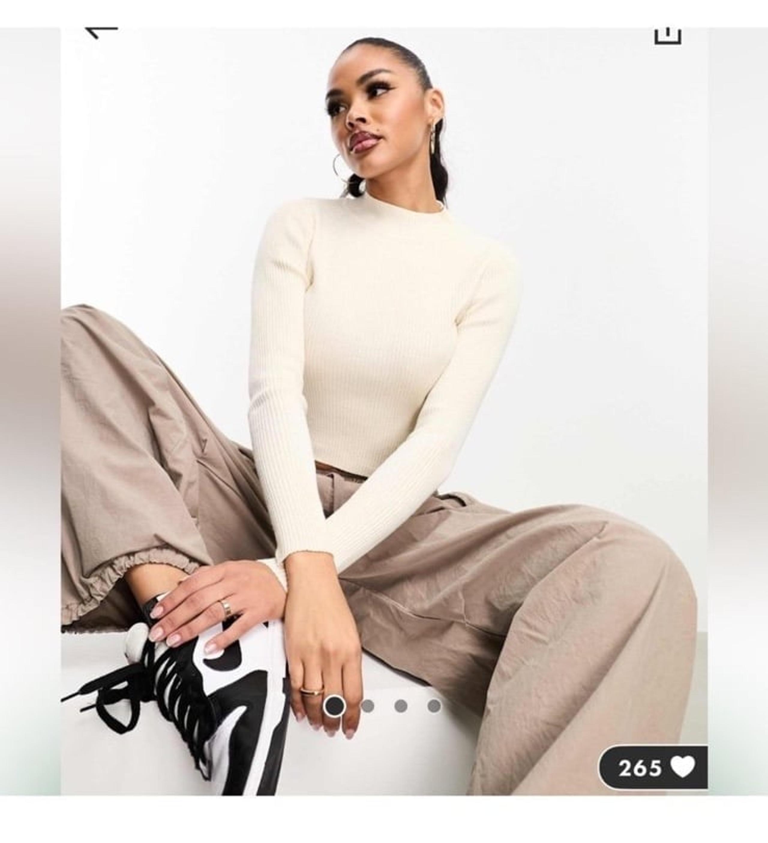 ASOS Cream/Beige Mock Knit Neck Top