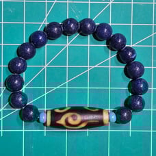 Genuine/Very Old GOLDEN KEY/RUYI, 4 PHOENIX EYES Agate Dzi Bead, StretchBracelet