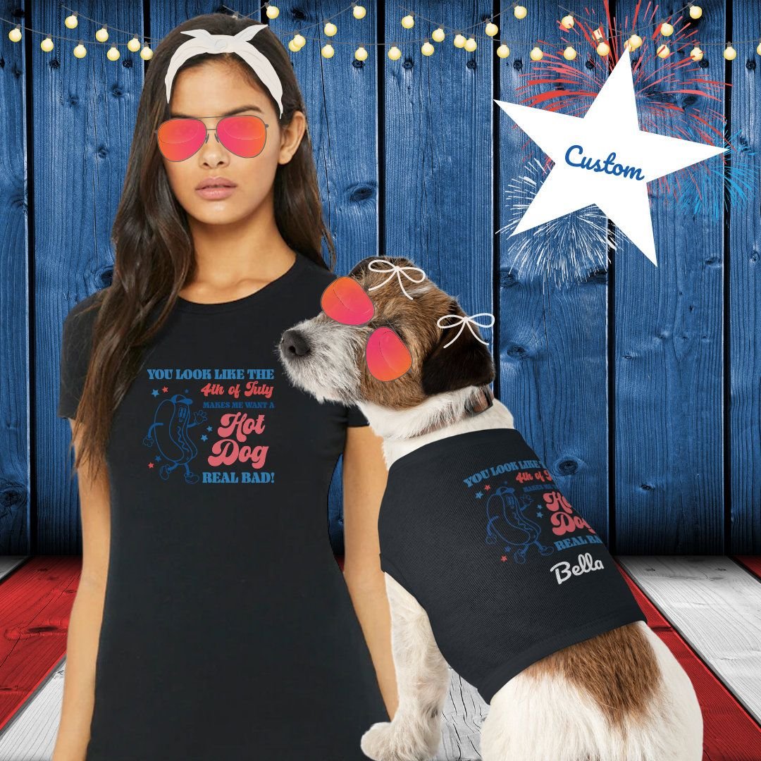 Matching dog and owner shirts, July 4th, dog mom, fur baby, dog shirt, pet shirt