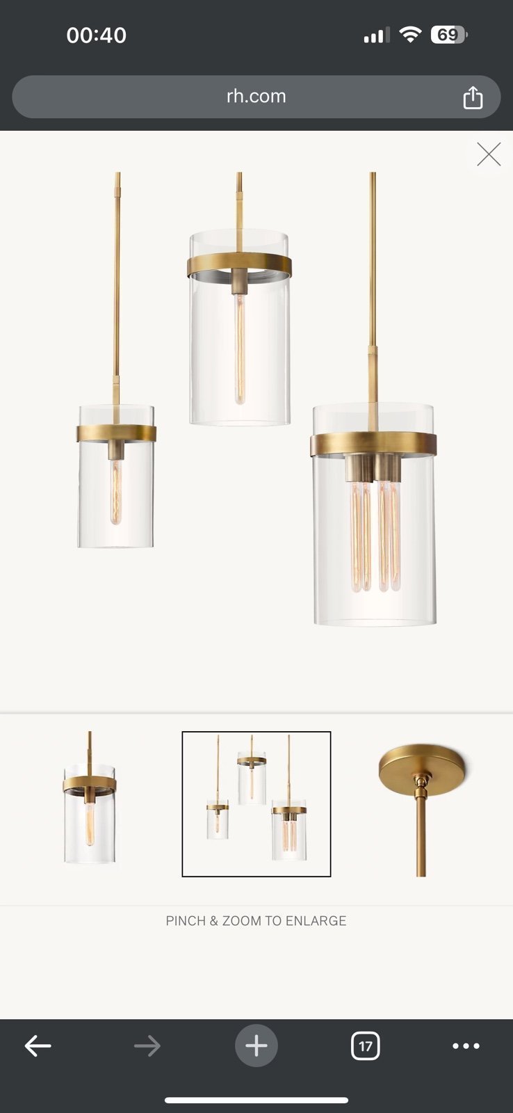 RAVELLE PENDANT 8 Lacquered Burnished Brass.