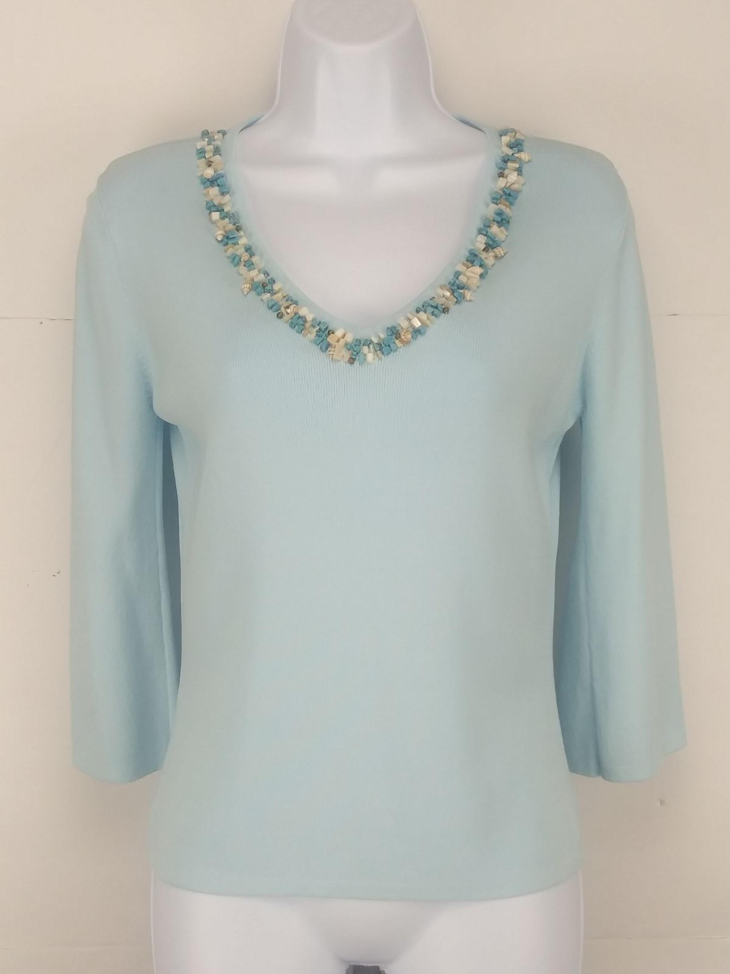 Joseph A womens 3/4 sleeve knit top blue