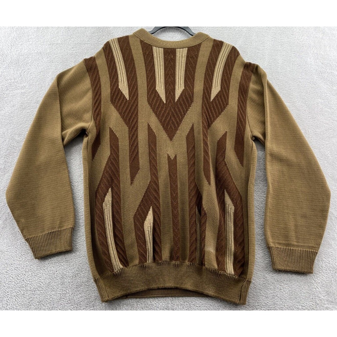 Vintage Bergati Sweater Men’s Sz. L Textured 3D Abstract Brown Coogi Style