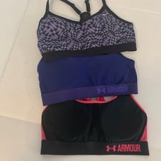 Lot of 3 women’s Nike & Under Armour purple & pink compression bras size Medium