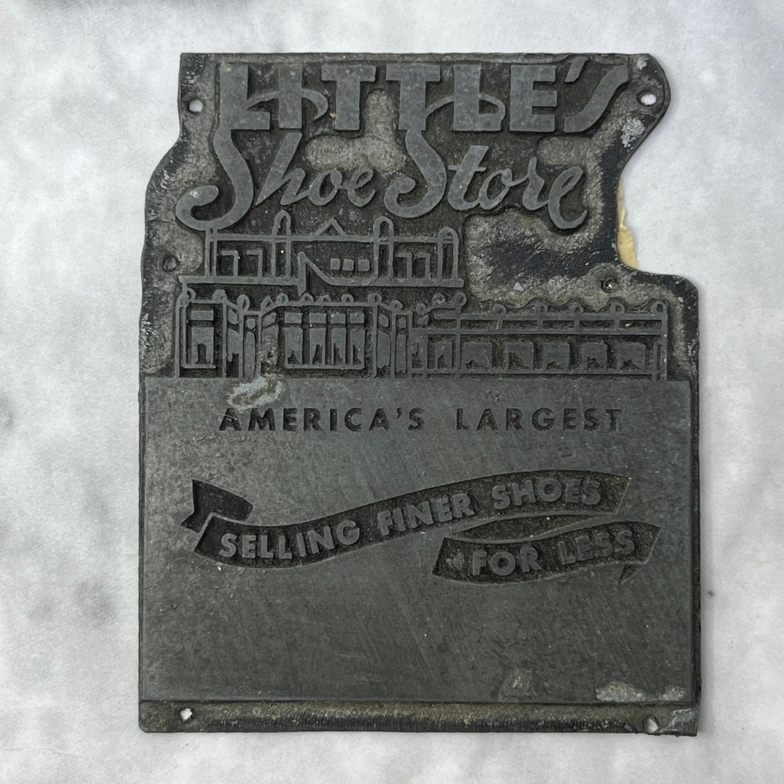 Vintage Printing Letterpress Printers Block Plate Little’s Shoe Store TJ515