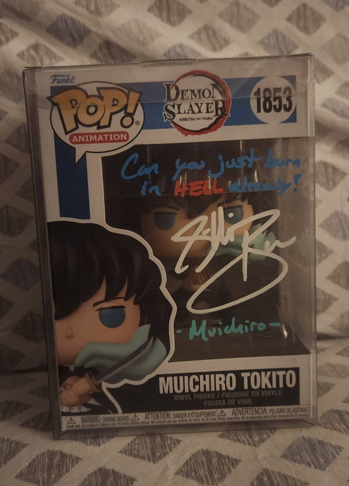 Signed w/Quote and PSA Muichiro Tokito Funko Pop 1853