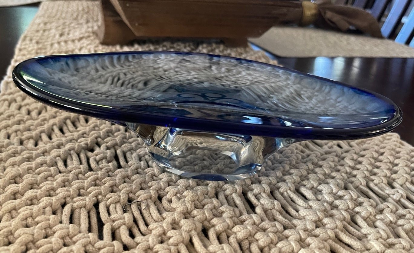 Kosta Boda blown glass blue oval Scandinavian glass