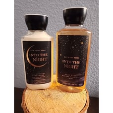 LOT OF 3 BATH & BODY WORKS INTO THE NIGHT BODY LOTION 8 OZ BODY WASH 10OZ LARGE