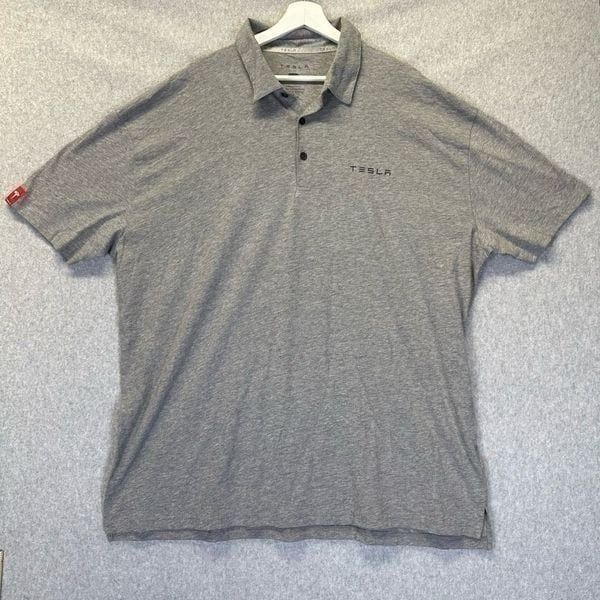 Tesla Men’s Size XXXL Tesla Motors Polo Shirt Heather Grey Short Sleeve Casual
