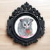 ORIGINAL Opossum watercolor art painting in miniature black ornate frame