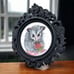 ORIGINAL Opossum watercolor art painting in miniature black ornate frame