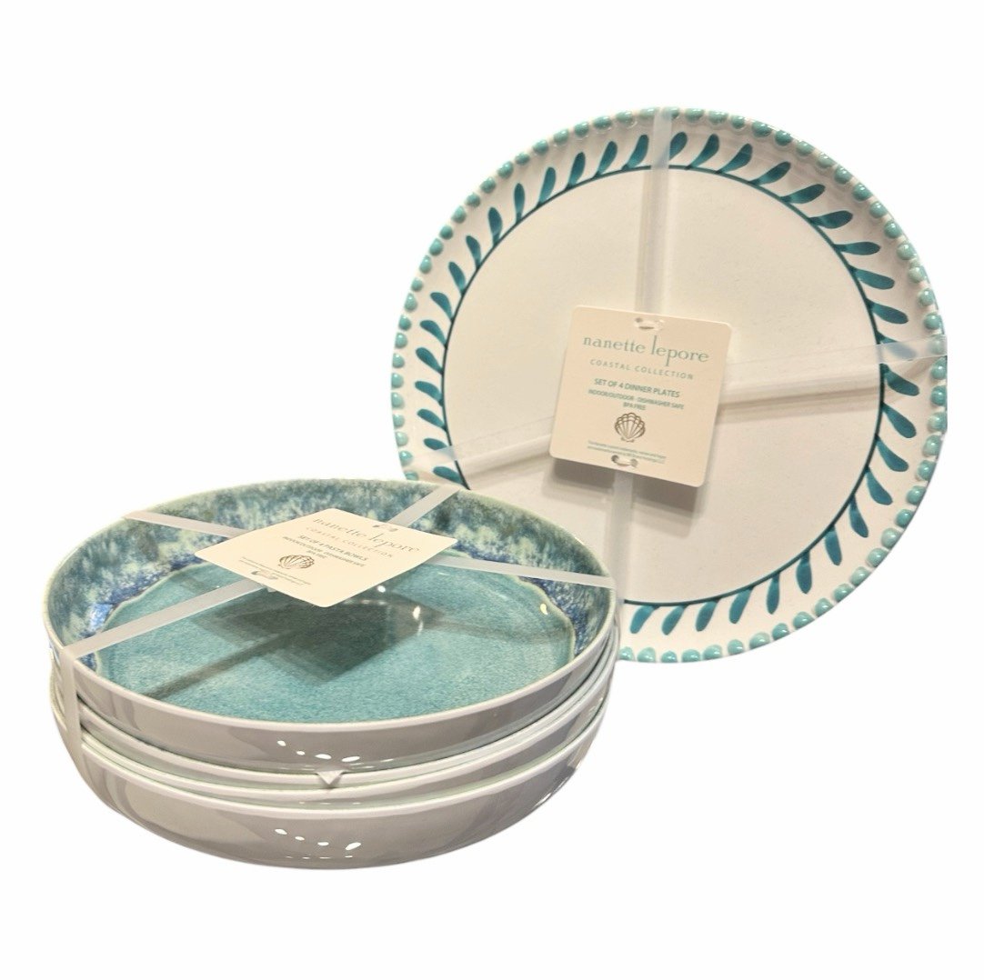 Nanette Lepore Coastal Collection Set Of 4 Dinner & 4 Salad Melamine Plates