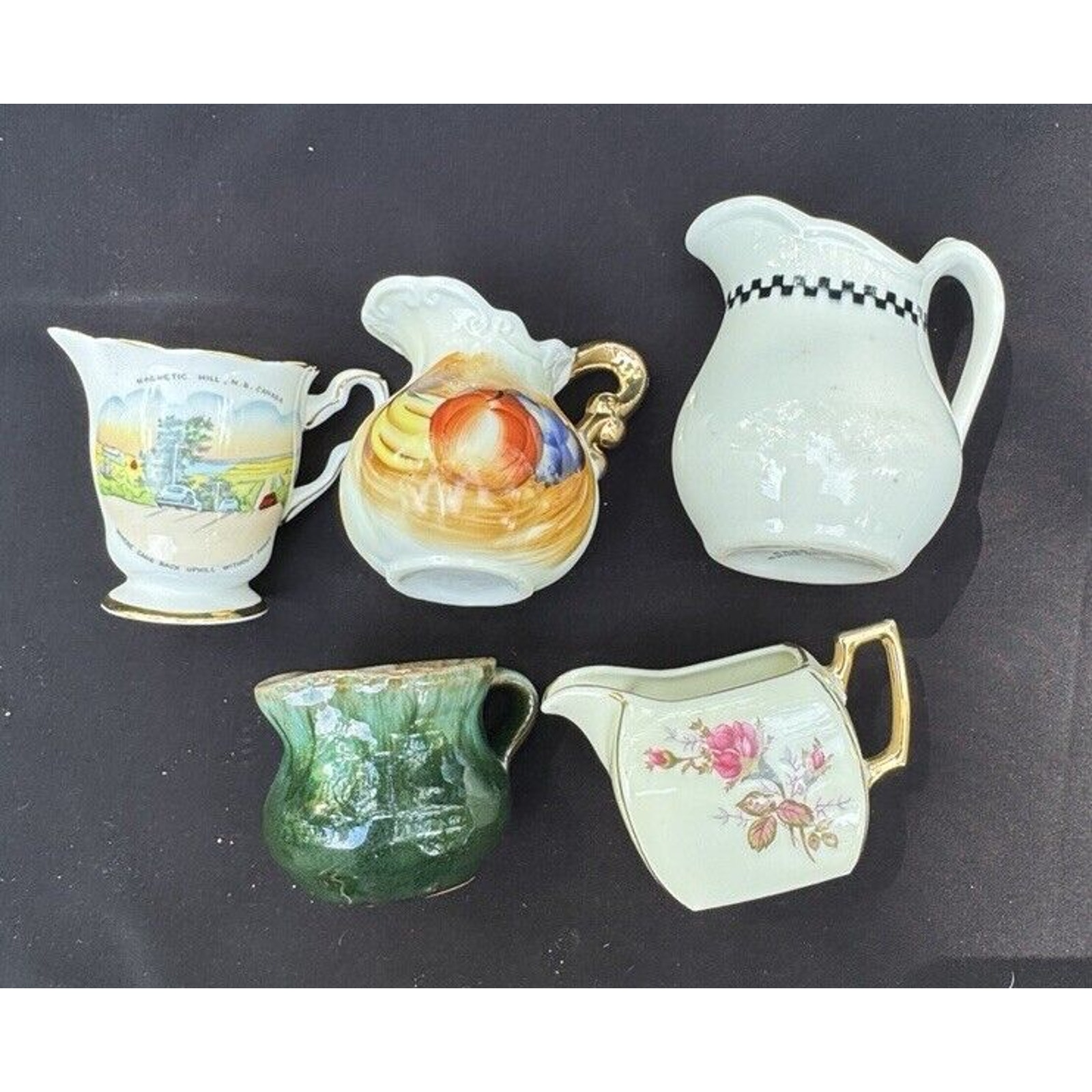Beautiful Vintage Mini Creamer Pitcher Lot Of 5 Floral & More B&B Tea Party -A71
