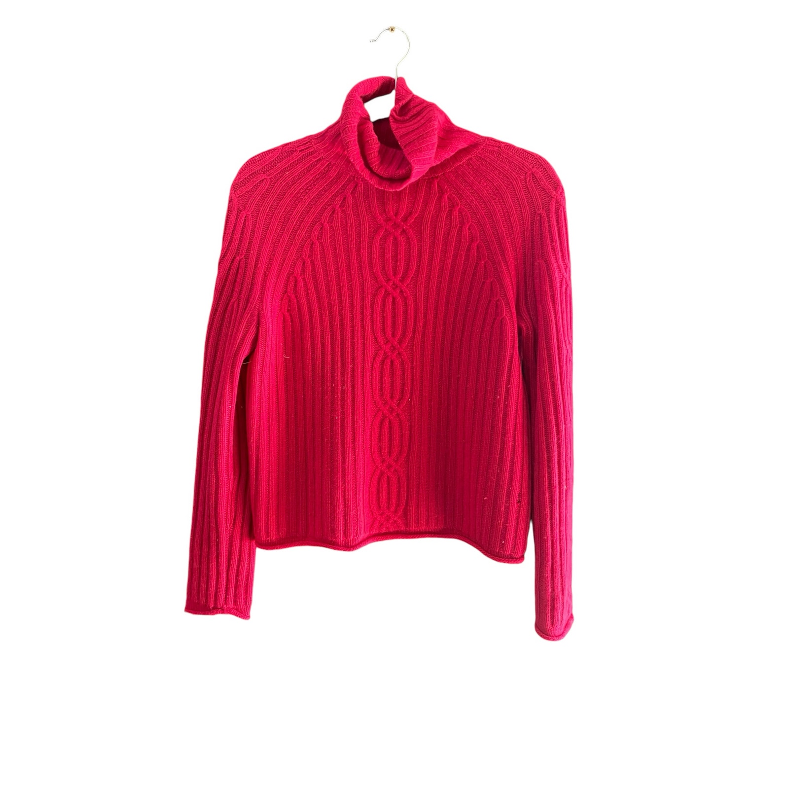 Garnet Hill Ribbed Knit 100% cashmere Turtleneck Pullover Sweater Size Small