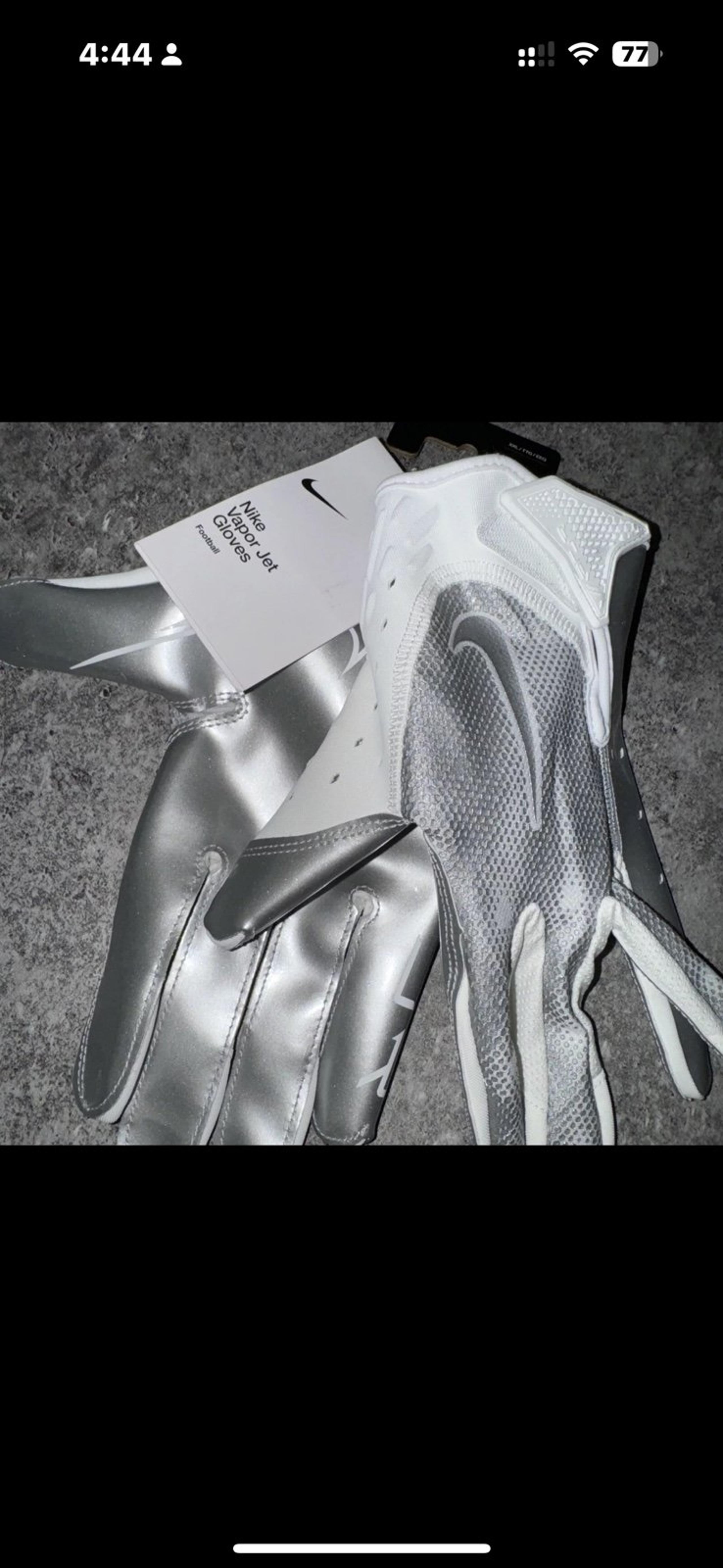 Nike Vapor Jet 7 Wide Receiver Football Gloves Sliver Gray White  XXL NWT