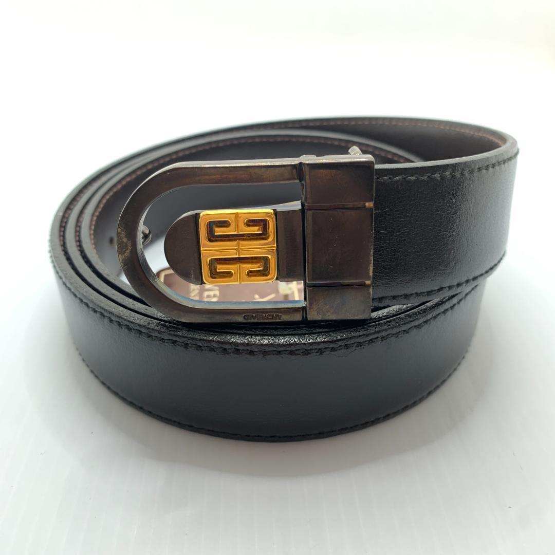 【GIVENCHY】Givenchy Leather Belt Logo Buckle Men's Vintage