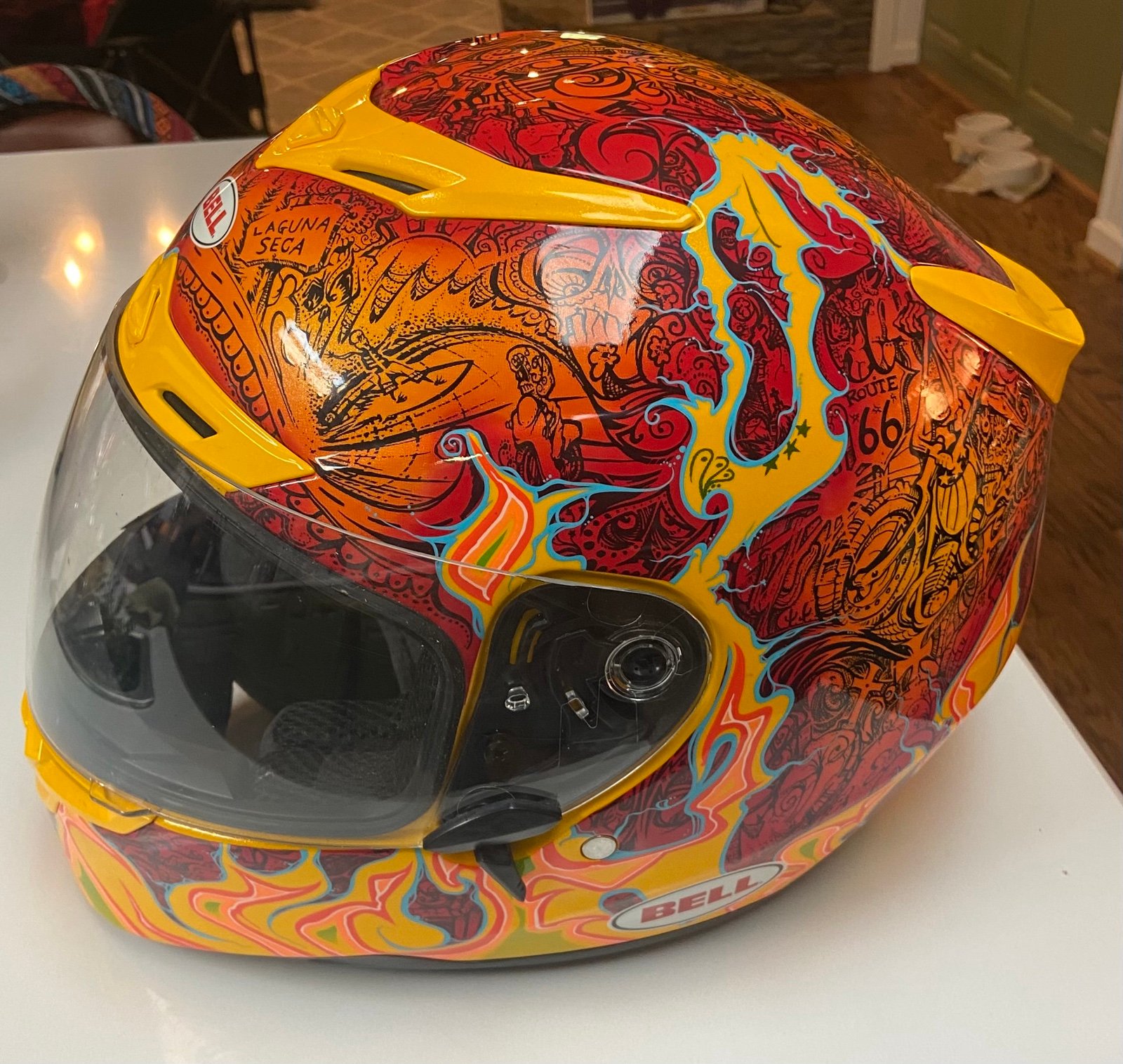 BELL RS-1 SE AIRTRIX MELT DOWN Orange Red Full Face Motorcycle Helmet Size Large