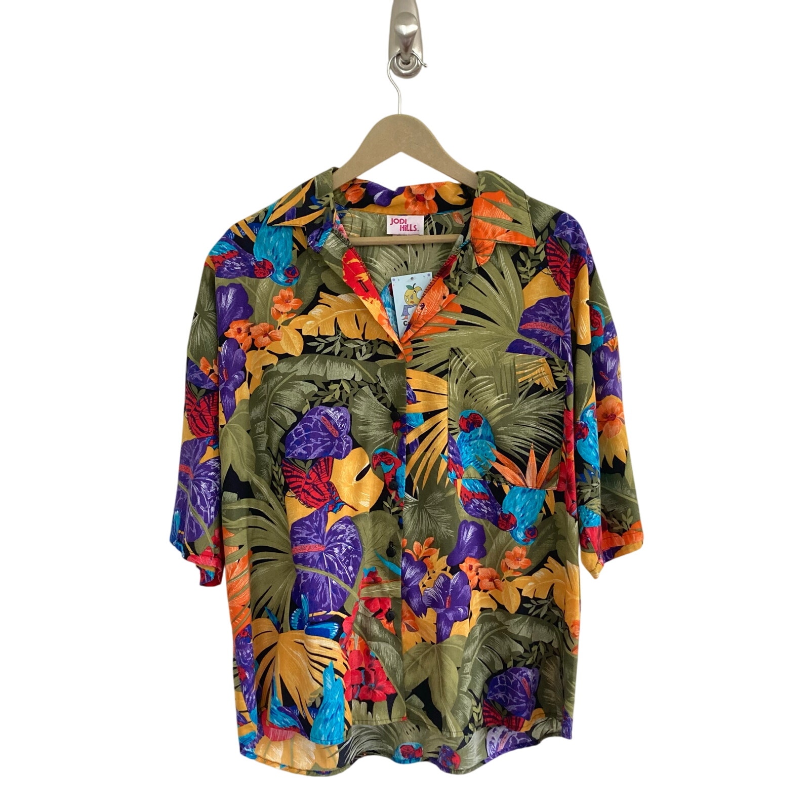 Vintage Jodi HIlls Bright Tropical Button Up Shirt
