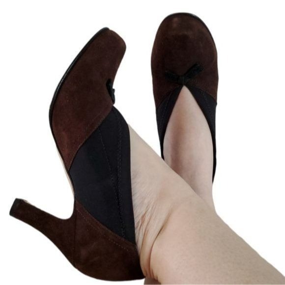 Anyi Lu Heels Pumps Shooties Shoes Brown Suede Leather Women's WOMAN'S Size 5 ½