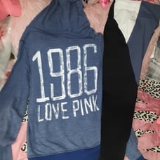VS PINK HTF 1986 LOVE PINK HOODIE & COLORBLOCK LEGGINGS SET