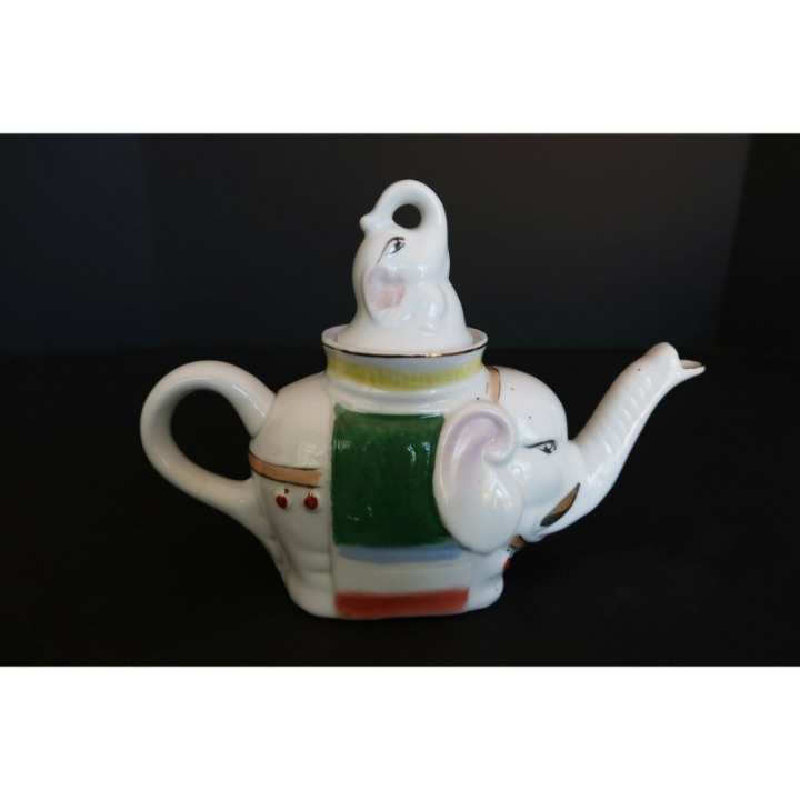 Vintage Chinese ceramic figural elephant teapot