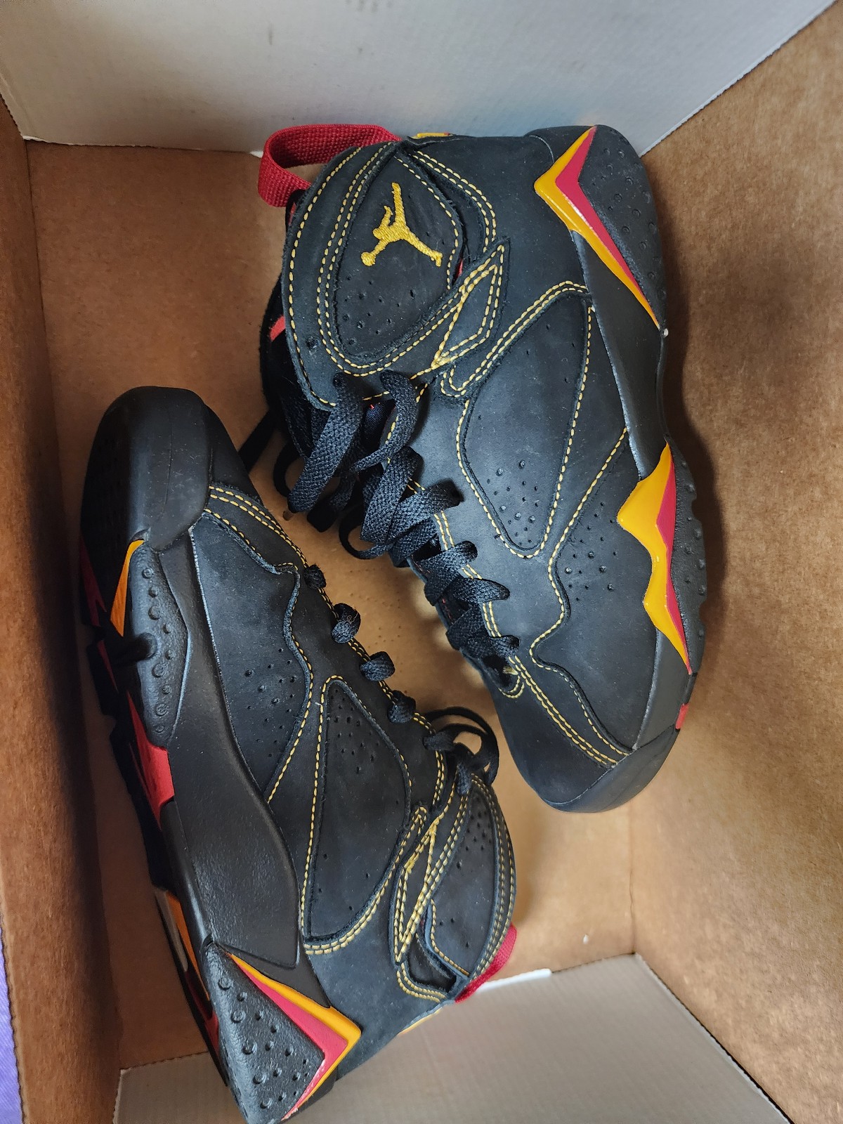 Little Kid's Jordan 7 Retro Citrus Black/Citrus-Varsity Red size 3.5y