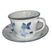 Wedgwood Strawberry Blue Cup & Saucer Bone China UK Floral Coffee Tea