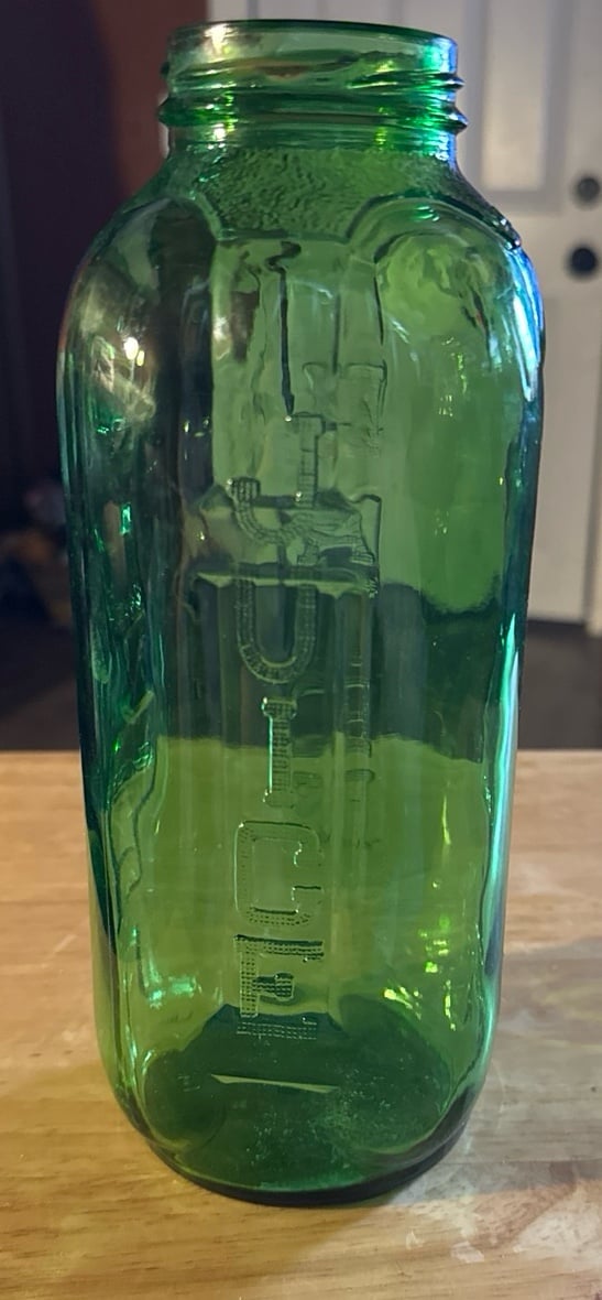 1940s Green Glass Refrigerator 40oz bottle