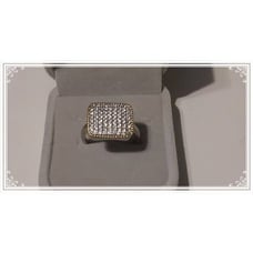 ROSS SIMONS 1 Ct. CZ Smooth Top Ring in 14K & 925 Sterling Silver Sz 9